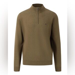 BNWOT Fynch Hatton | Cotton Blend Regular Fit Half Zip Knit in Deep Forest Green